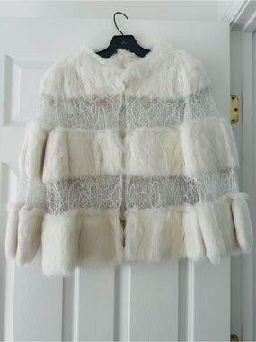 Luxury White Faux Fur Panel Jacket